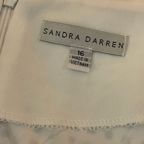 SANDRA Darren sheath Dress Sz 16 mesh floral print short Sleeve white peach gray - Picture 12 of 12